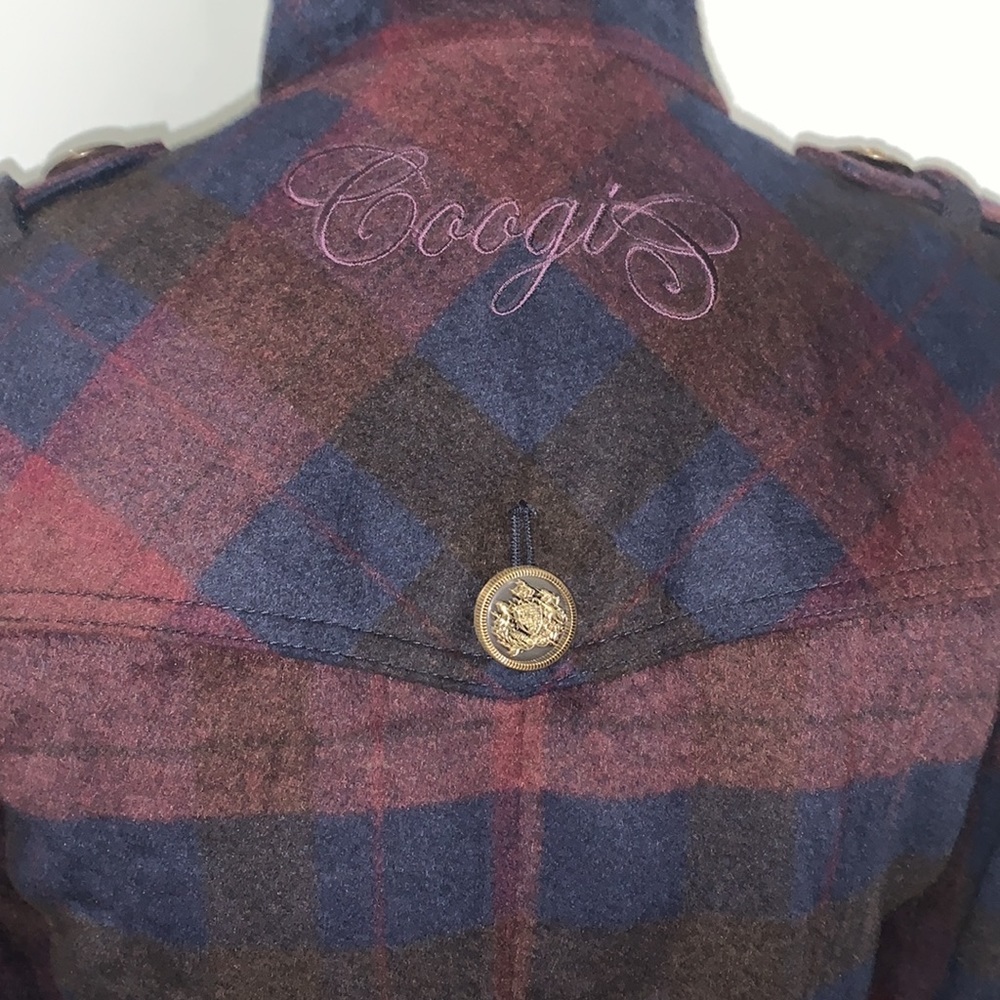 COOGI  vintage Women’s Plaid Wool Blend Coat Outerwear Long Jacket - Picture 8 of 11
